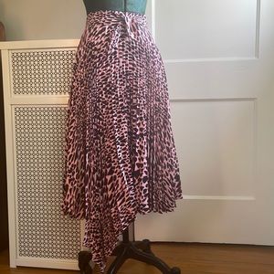 Topshop Taylor Barbie Pink Leopard Pleated Midi Skirt